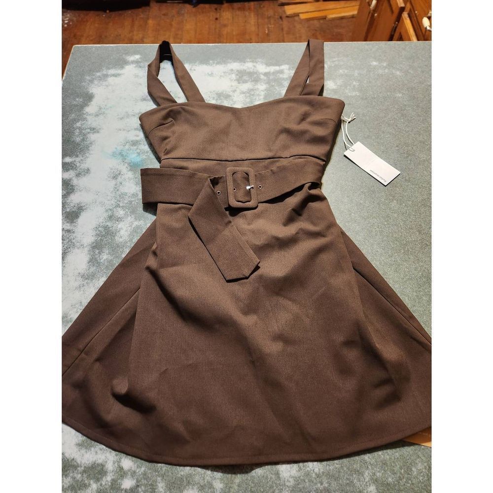 NWT Reformation Huxley chestnut brown belted dress sz 2